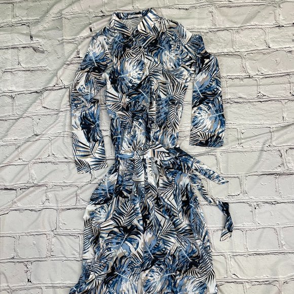 Palm Print Button Down Maxi Dress - Picture 1 of 2